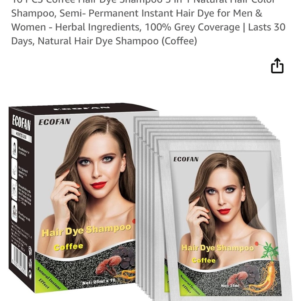 Hair dye shampoo, coffee, 10 packets, NWT - new with tags; OBO